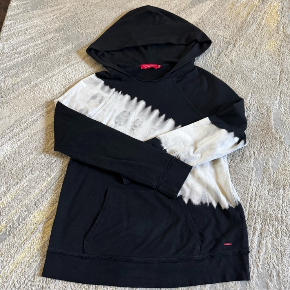Philanthropy Black White Tie Dye Hoodie Sweatshirt pullover cotton small